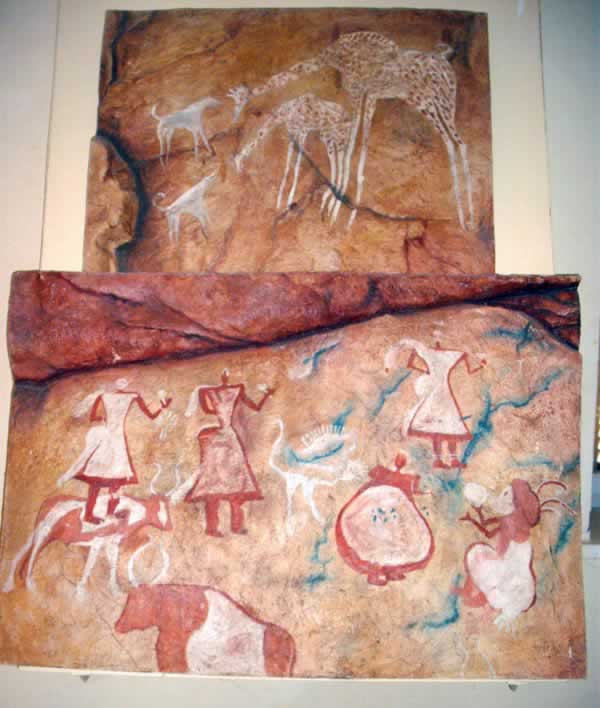 prehistoric dancing or ritualistic scene from germa museum, fezzan