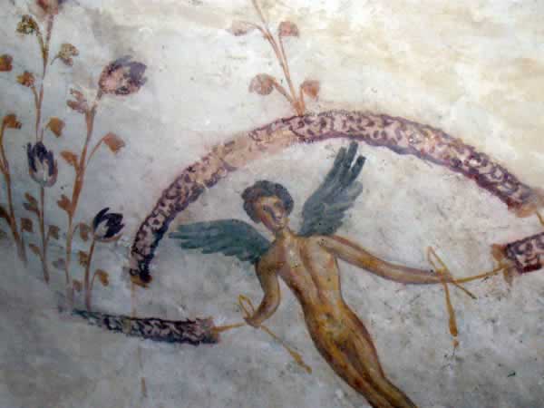 wall paintings: an angel surrounded with flowers