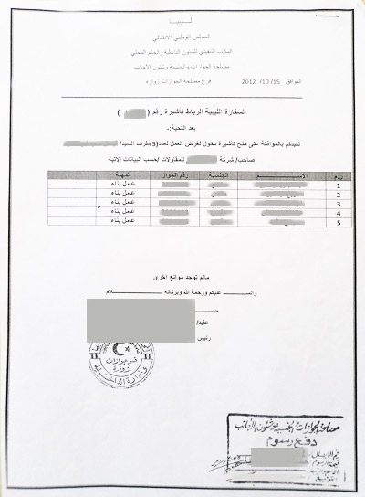 libya work visa