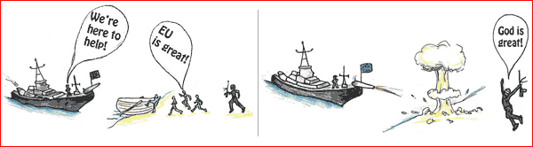 illustration from wikileaks showing the EU rescuing refugees