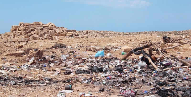 rubbish dump in an archaeological site