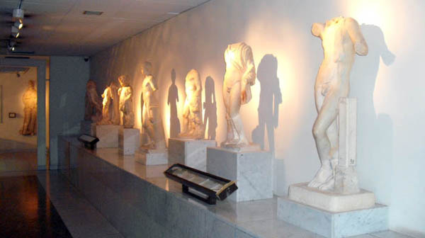 A line of statues on disply at the Jamahiriya Museum, Tripoli, Libya