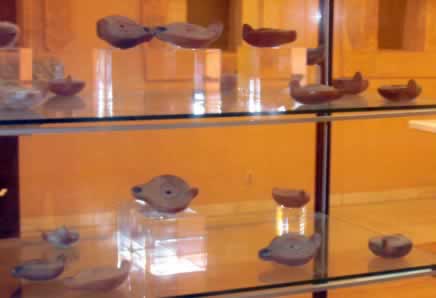 ancient clay oil lamps from Jamahiriya Mueum