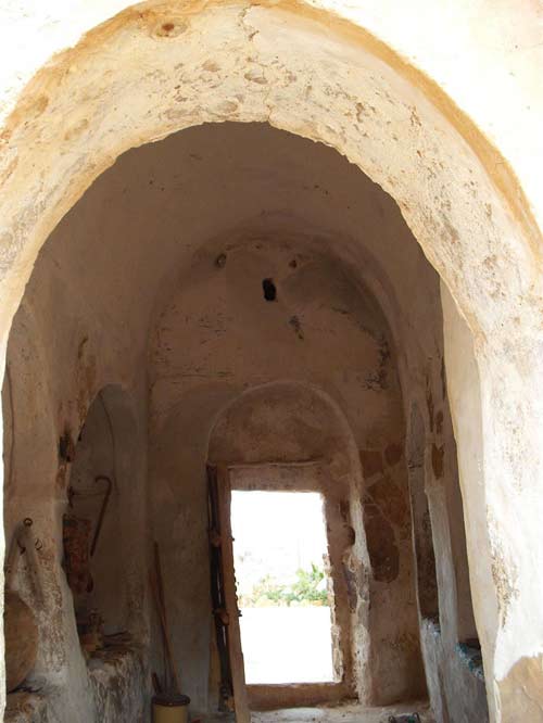 a view from the inside of the castle looking out