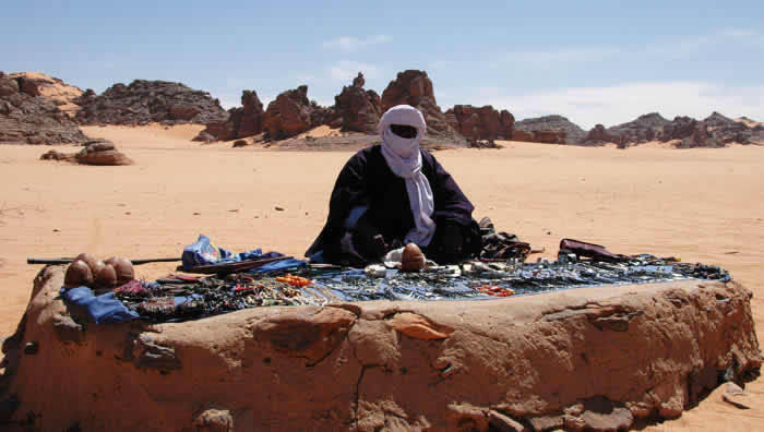 tuareg jewellery shop in the desert