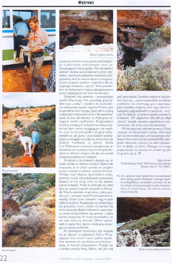 cyrene hole in Jaskinie Magazine