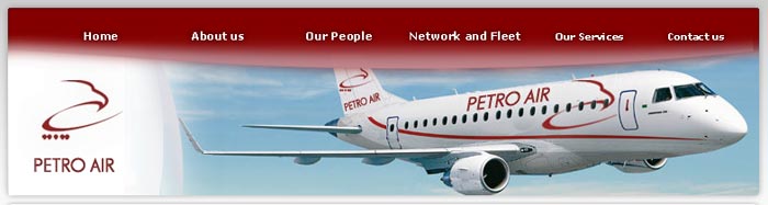 screenshot of the website of Petro Air