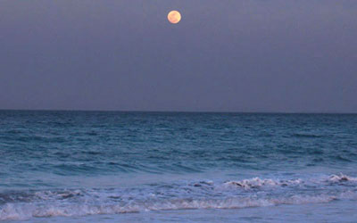 Zuwara full moon by the sea