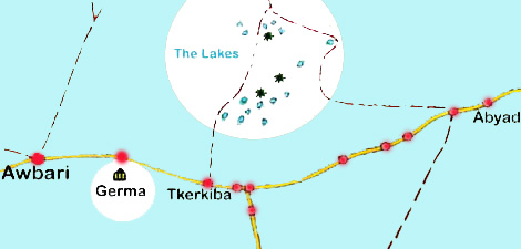 A map of the Awbari Lakes, Libya.