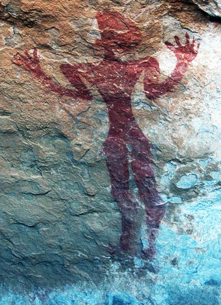 a figure rising his or her hands up