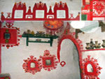 Berber traditional interior house decoration from Ghadames: red paint on white walls