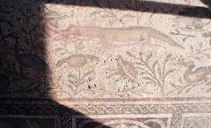 mosaic scene showing a crocodile