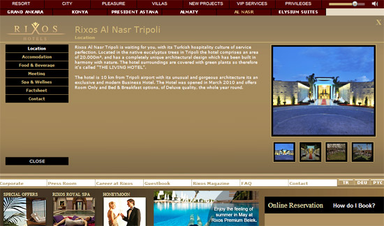 rixos an nasr hotel website screenshot