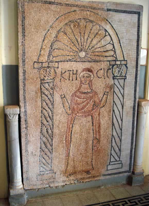 A large mosaic panel of the goddess Ktisis