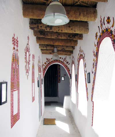 ghadames house corridor, with red paint designs