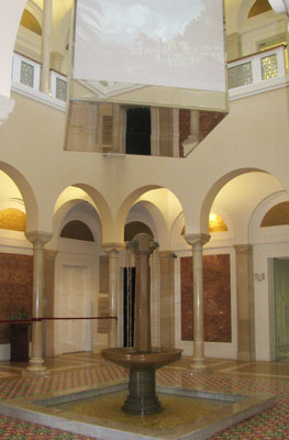 a fountain inside the museum