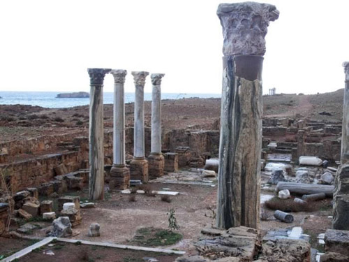 columns by the beach