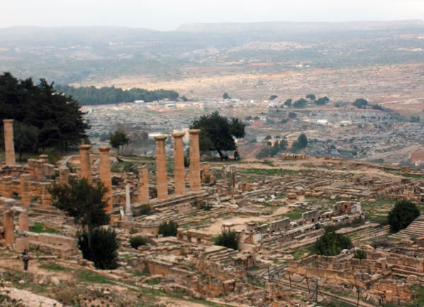 a view of Cyrene with the mountains in the background