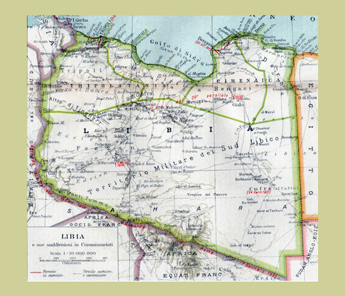 libya map under Italian occupation in 1934