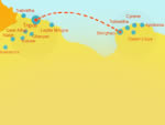 tripoli-cyrene tour route on Libya map