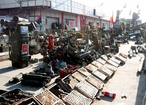 display of ammunition and war machineray