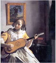 a youn woman playing a guitar, 1672 ad