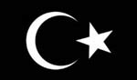 the flag of cyrenaica: black with white crescent and white star