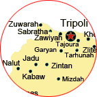 section of map showing some cities of libya