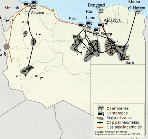 map of oil fields in Libya