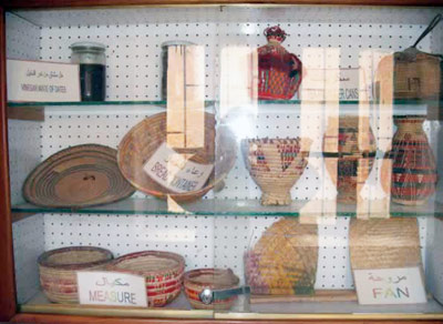 traditional straw baskets fans and food covers from Ghadames museum