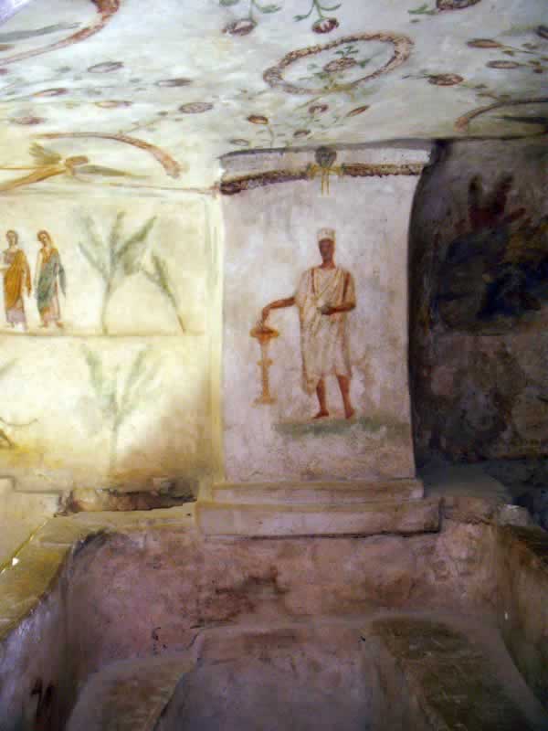 a libyan man in traditional clothes, painted on the wall of the tomb