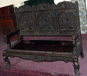 woden carved bench