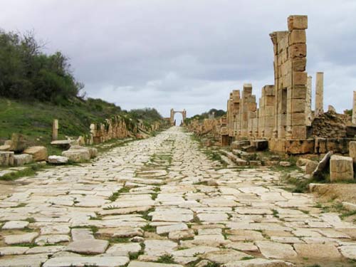 an ancient street in Leptis Magna