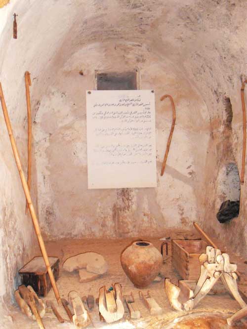 Qaser Alhaj interior showing wooden tools