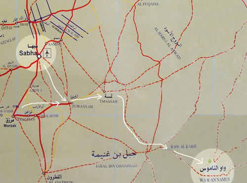 map of roads around Sabha and to Waw Annamous