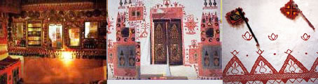 Ghadames house designs: red paint on white walls