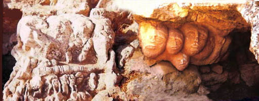 slontah grotto temple, strange stone sculptures and figures